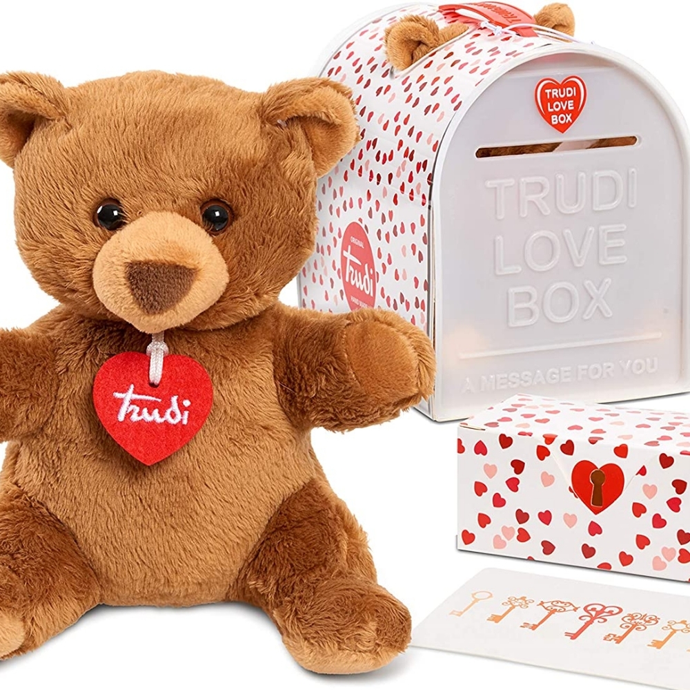 Premium Italian Designed Trudi Love Box, 6.3-inch Bear Plush gift set
